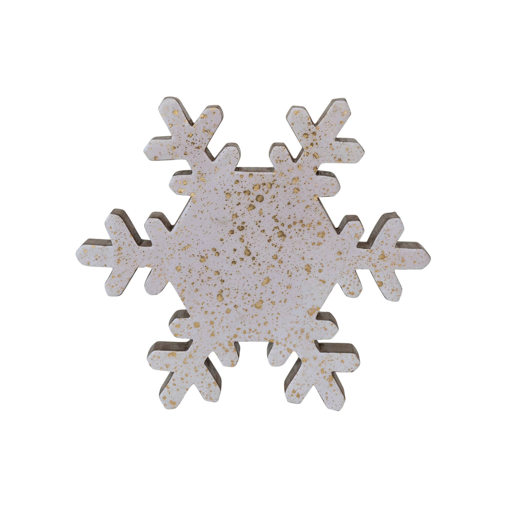 Hello Honey® 11" Cream & Gold Mango Wood Snowflake Accent